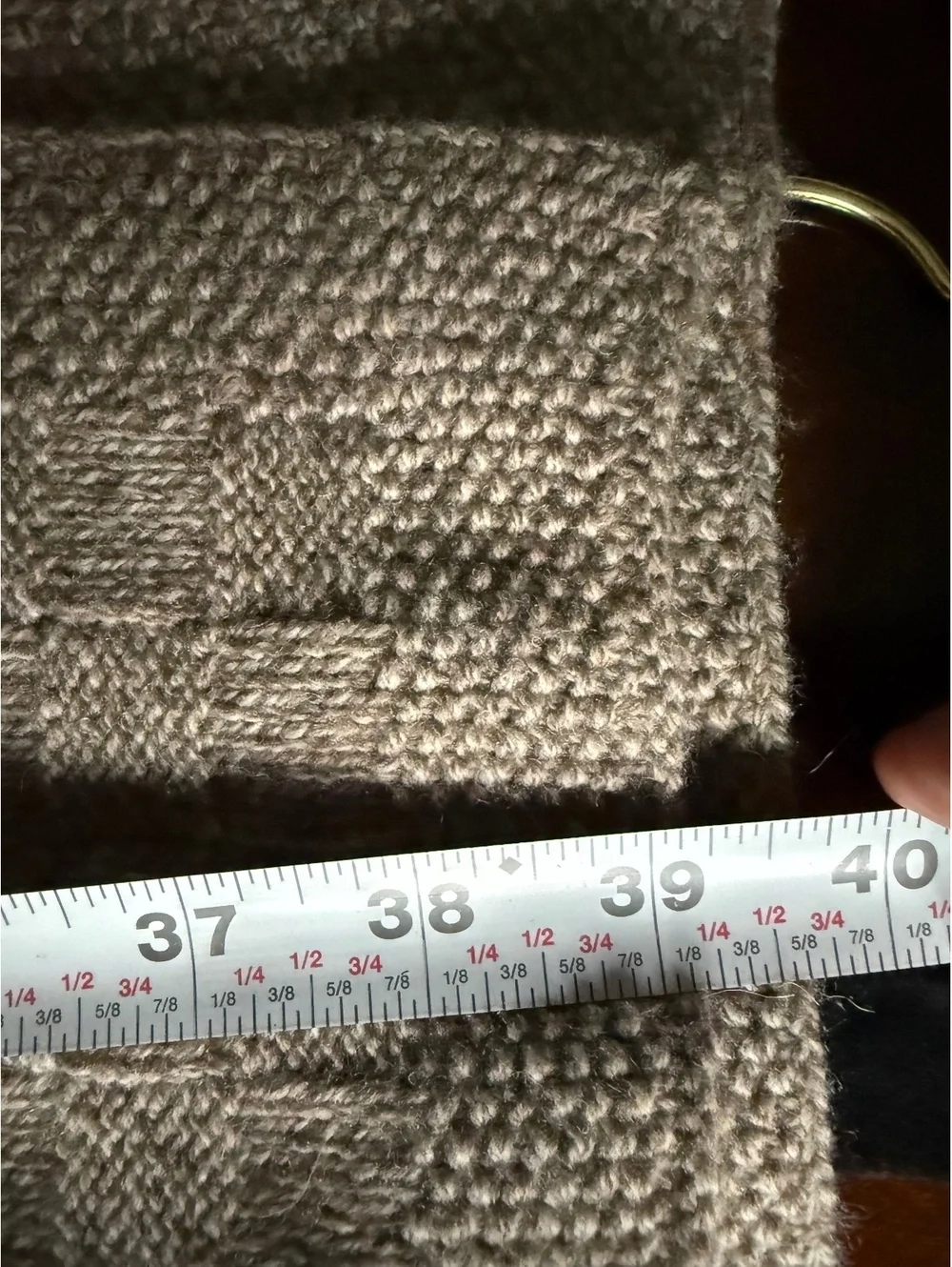 J.Crew Beige Knit Scarf with Checkerboard Pattern